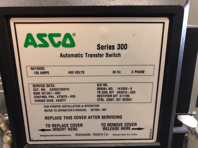 Good Used ASCO Series 300 150 Amp  Transfer Switch Item-16593 7
