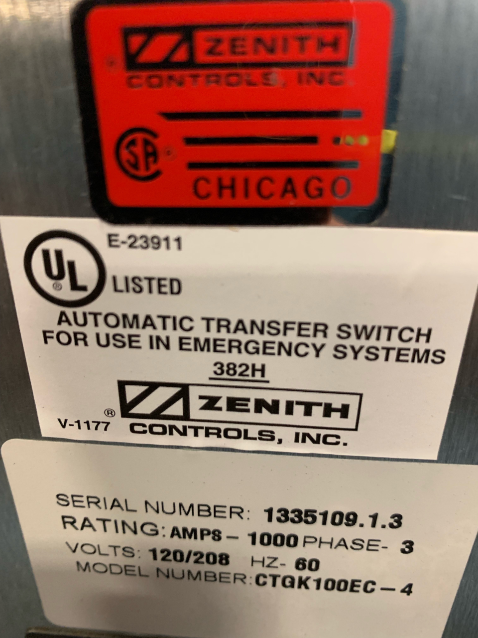 Low Hour Other CTGK100EC-4 1000 Amp  Transfer Switch Item-16572 4