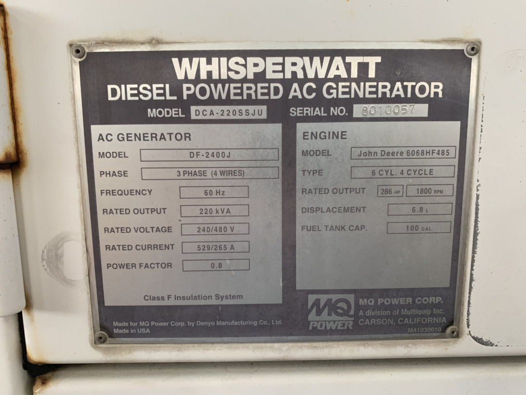 Good Used John Deere 6068HF485 175KW  Generator Set Item-16603 6