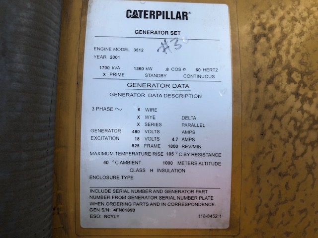 Low Hour Caterpillar 3512B 1500KW  Generator Set Item-16670 11