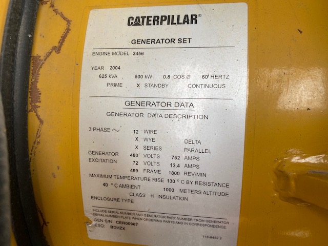 Low Hour Caterpillar 3456 500KW  Generator Set Item-16743 6