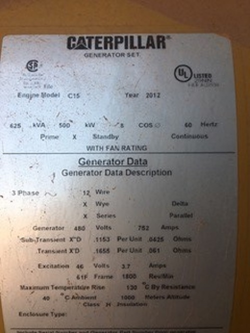 Low Hour Caterpillar C15 500KW  Generator Set Item-16762 3