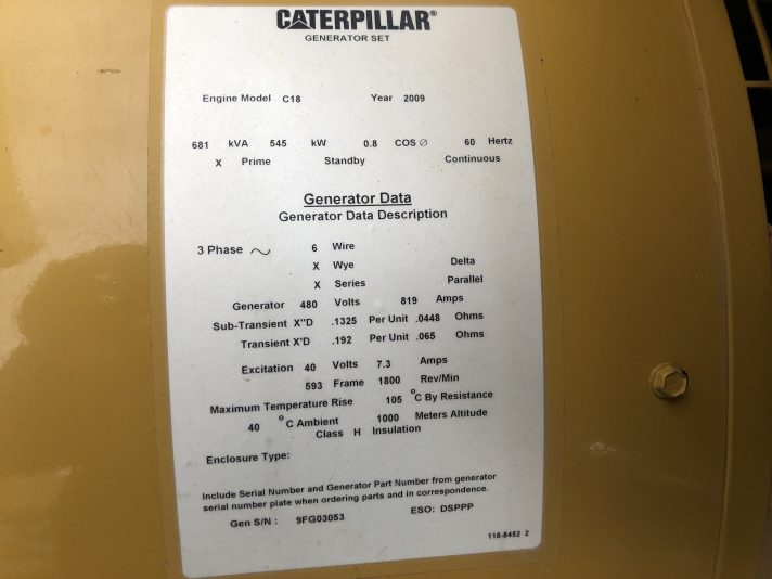 New Surplus Caterpillar C18 545KW  Generator Set Item-16820 9