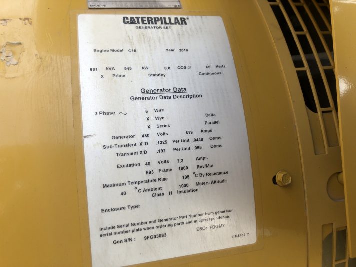 New Surplus Caterpillar C18 545KW  Generator Set Item-16821 8