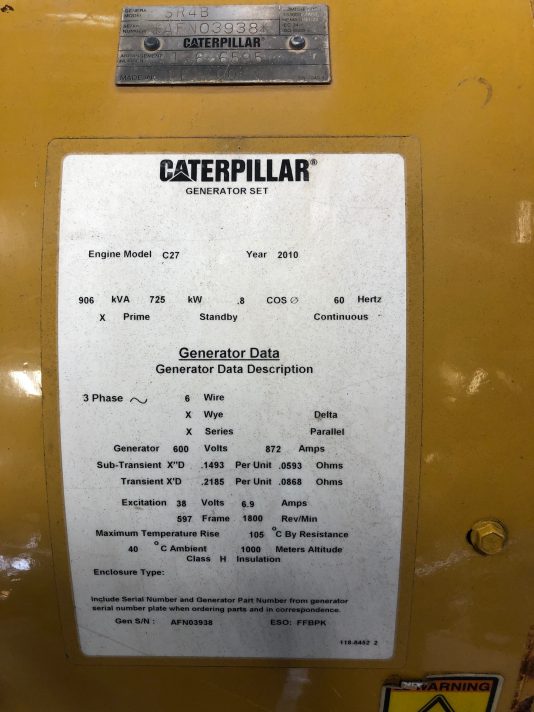 New Surplus Caterpillar 725KW  Generator End Item-17003 4