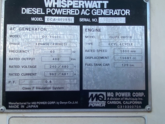 Good Used Isuzu 6WG1X 352KW  Generator Set Item-16947 4