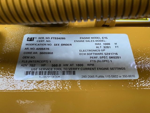 New Caterpillar C15 500KW  Generator Set Item-16942 9