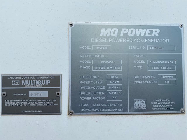 Good Used Cummins QSL9-G3 240KW  Generator Set Item-17000 4