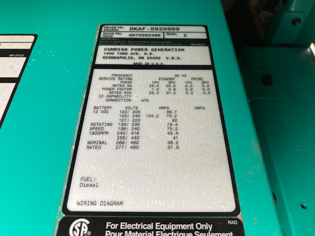 Good Used Kubota F2803 25KW  Generator Set Item-17051 1