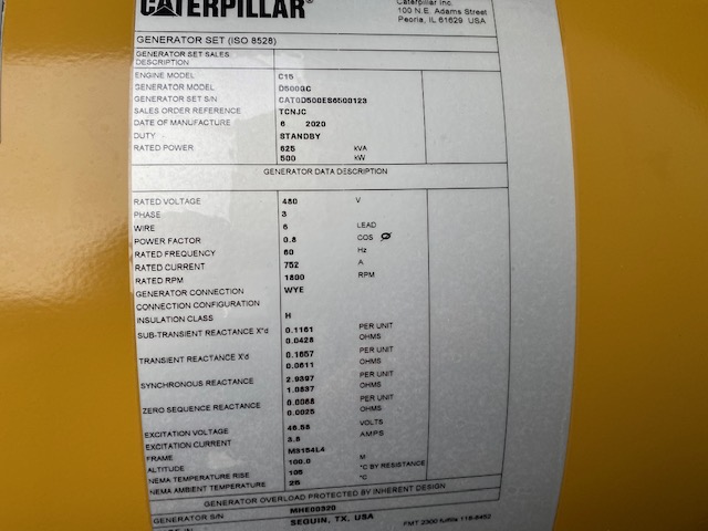 New Caterpillar C15 500KW  Generator Set Item-17060 4