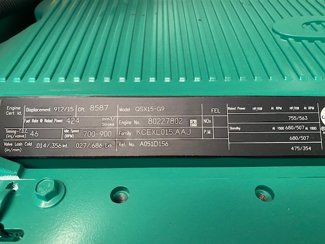 New Cummins QSX15-G9 500KW  Generator Set Item-16701 14