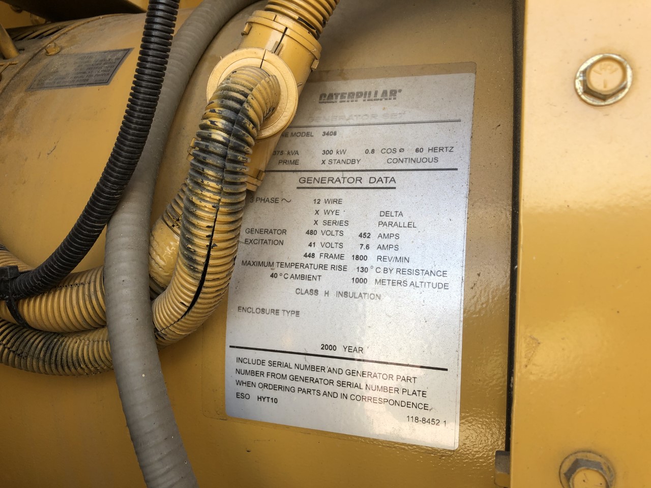 Low Hour Caterpillar 3406 300KW  Generator Set Item-17089 3