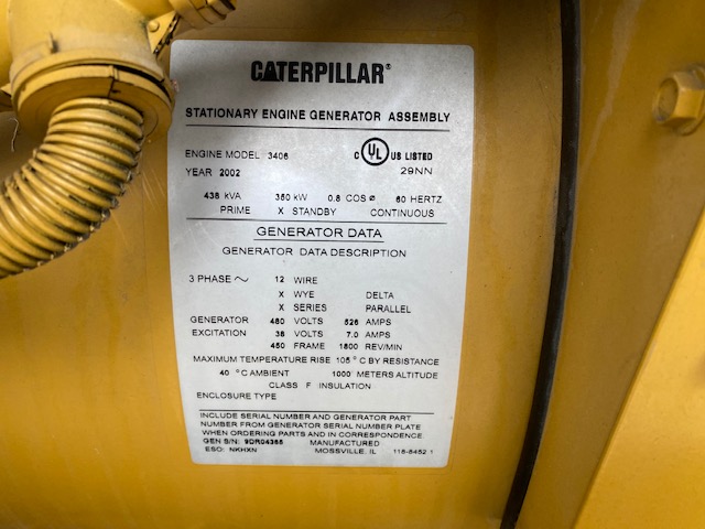 Low Hour Caterpillar 3406 350KW  Generator Set Item-17094 6