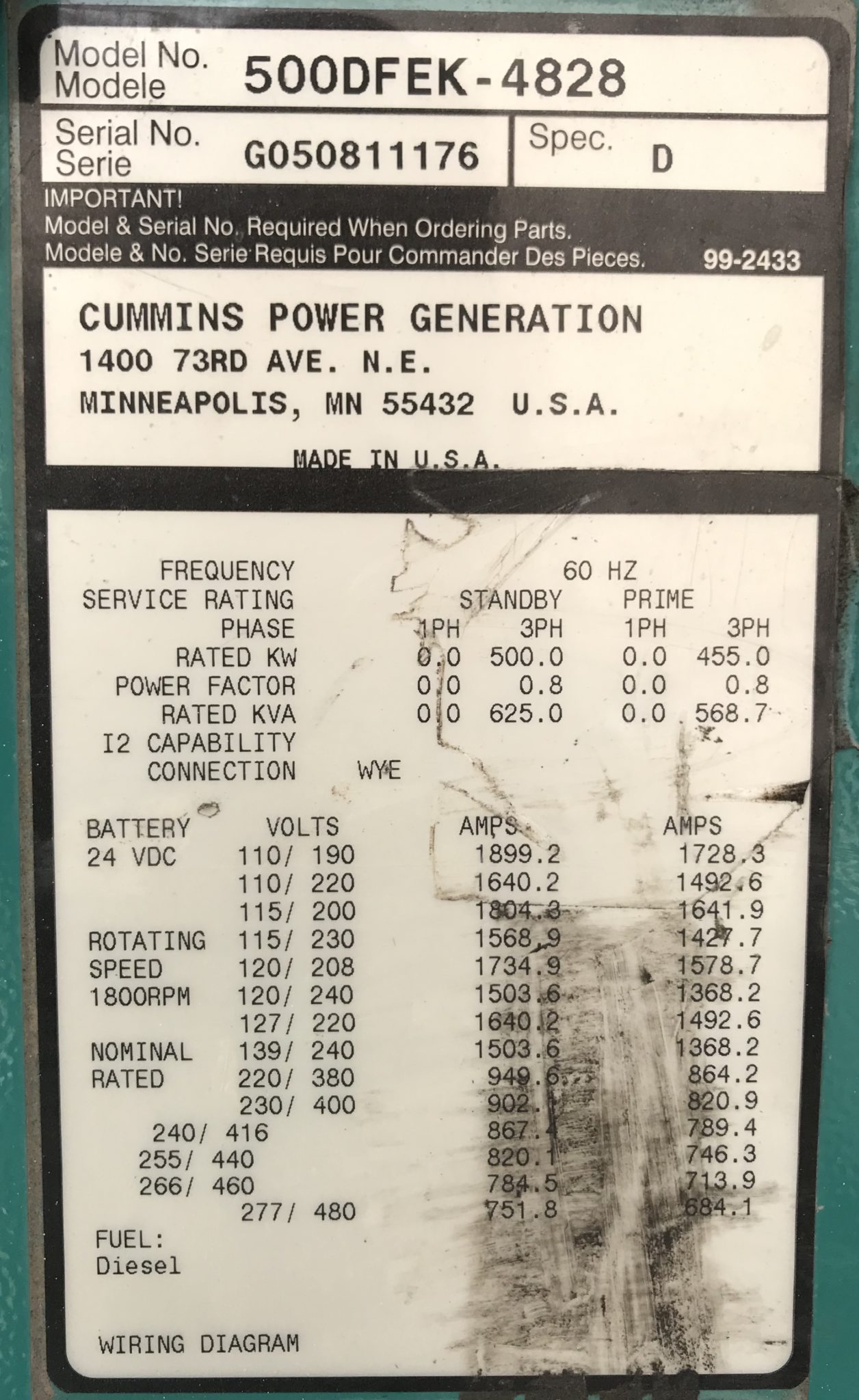 Good Used Cummins QSX15-G9 500KW  Generator Set Item-17138 6