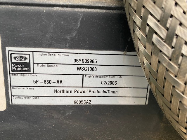 Low Hour Ford WSG1068 85KW  Generator Set Item-17134 9