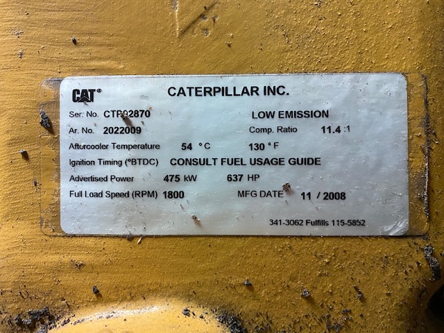 Low Hour Caterpillar G3412C LE 375KW  Generator Set Item-17247 11