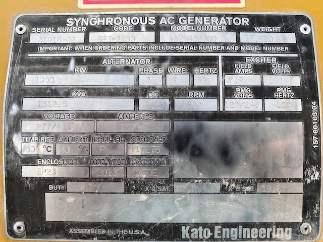 New Surplus Kato 1050KW  Generator End Item-17318 8
