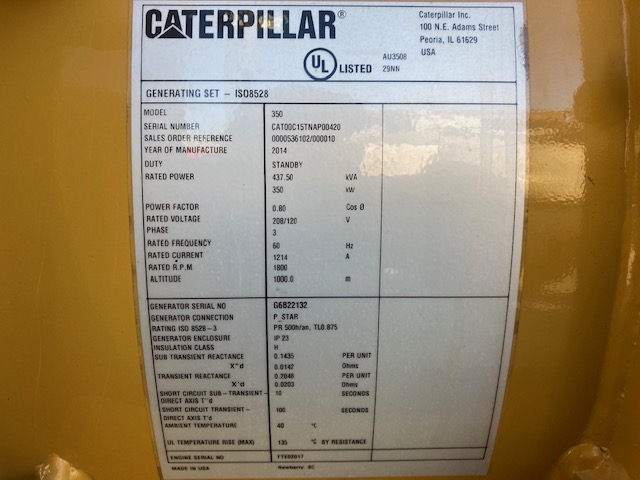 Rebuilt Caterpillar C15 350KW  Generator Set Item-17109 3