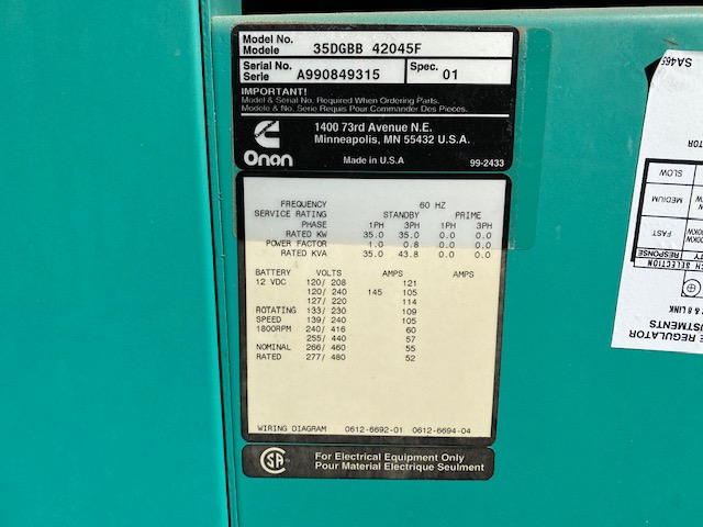 Good Used Cummins 4B3.9-G2 35KW  Generator Set Item-15798 8