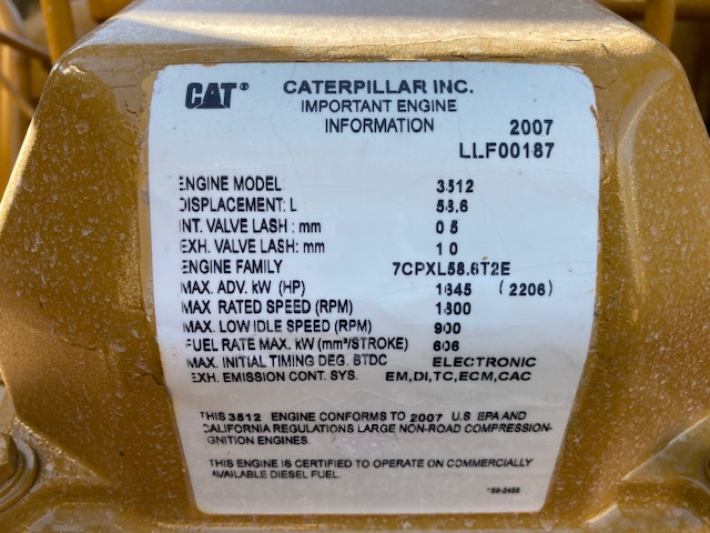 Like New Caterpillar 3512C HD 1365KW  Generator Set Item-17468 2