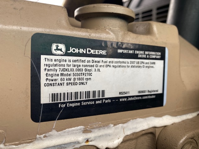 Core John Deere 5030TF270 50KW  Generator Set Item-17470 9