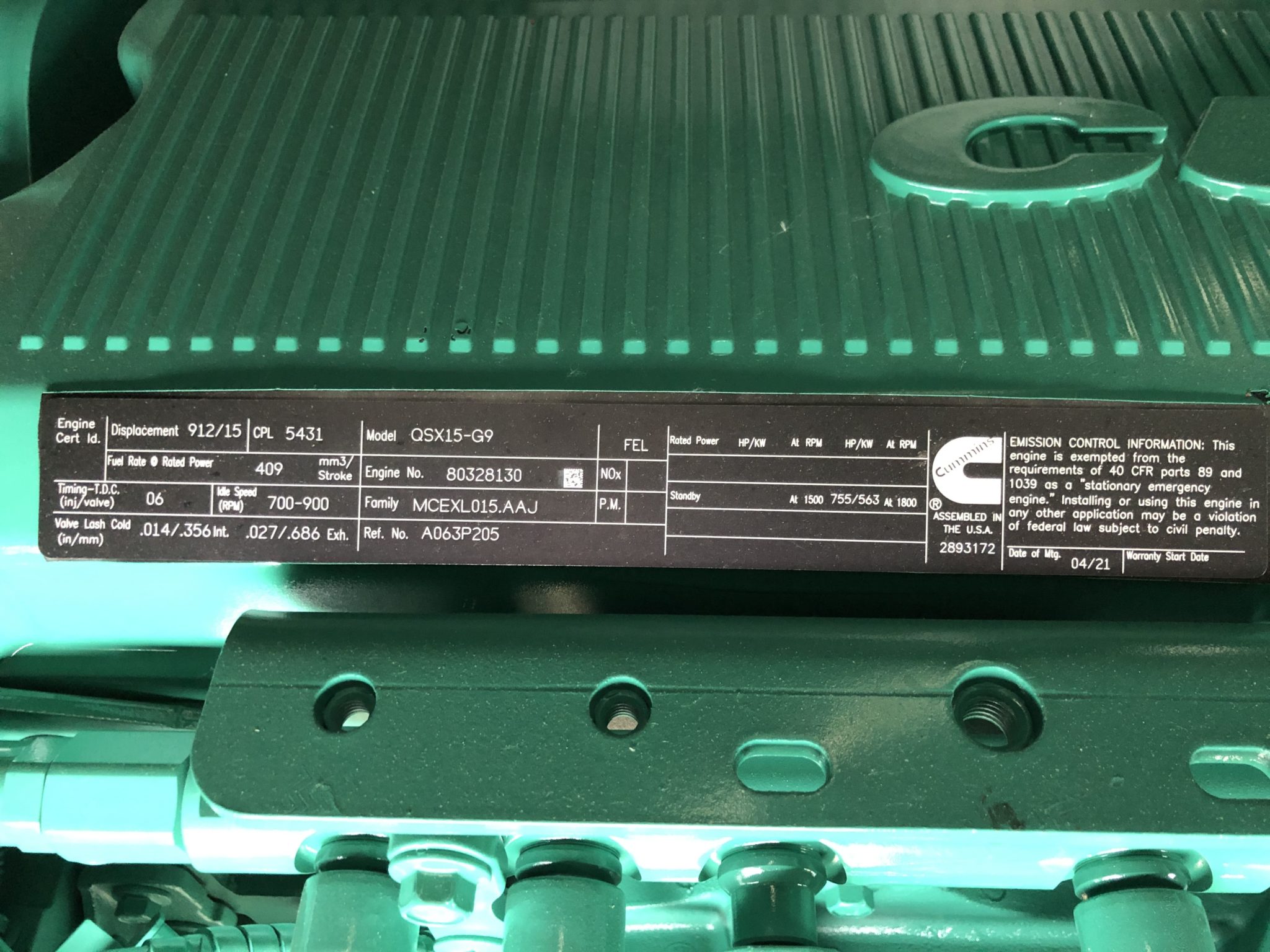 New Cummins QSX15-G9 500KW  Generator Set Item-17454 9