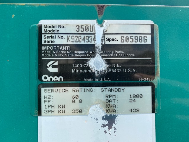 Good Used Cummins NTA855-G3 350KW  Generator Set Item-17550 6