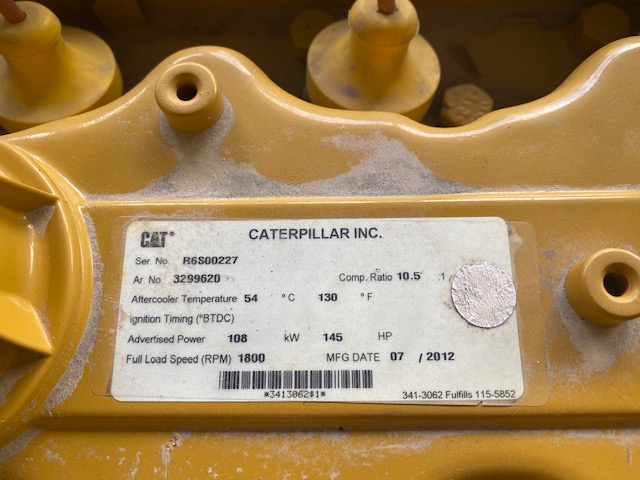 New Surplus Caterpillar G3306B NA 125KW  Generator Set Item-17722 10