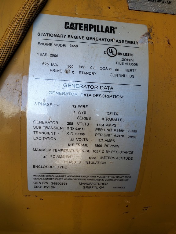 Low Hour Caterpillar 3456 500KW  Generator Set Item-17733 11