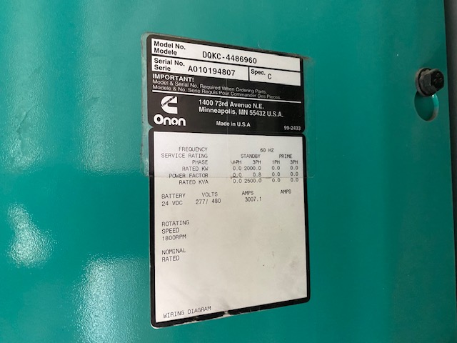 Low Hour Cummins QSK60-G6 2000KW  Generator Set Item-17994 9
