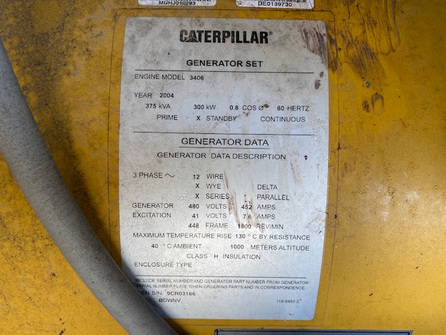 Low Hour Caterpillar 3406 300KW  Generator Set Item-18023 7