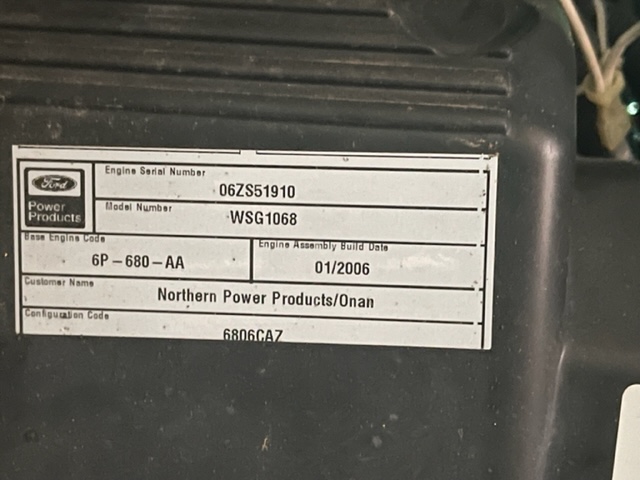 Low Hour Ford WSG1068 85KW  Generator Set Item-18377 9