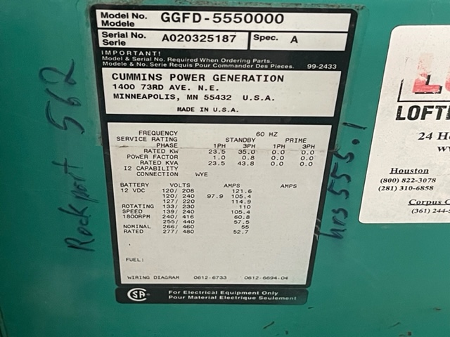 Low Hour Ford ESG642 35KW  Generator Set Item-18383 10