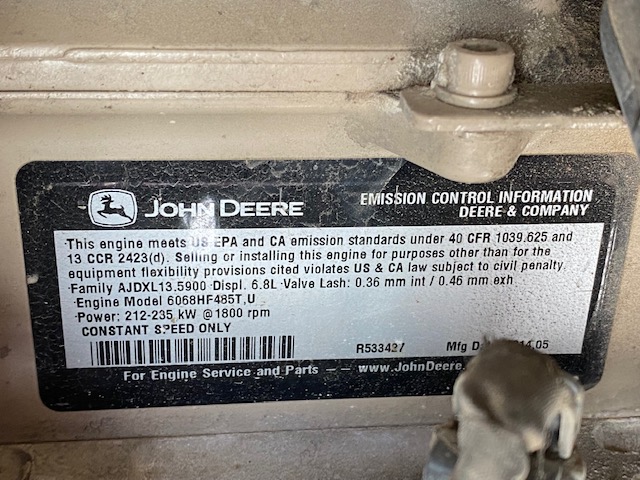 Good Used John Deere 6068HF485T 191KW  Generator Set Item-18365 11