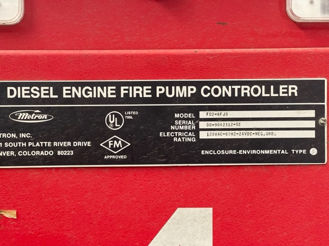 Like New Metron FD2-AFJS Fire Pump Controller Item-18456 3