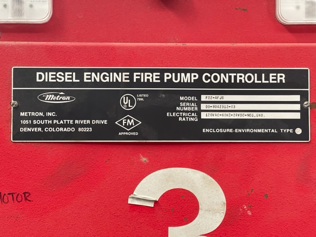 Like New Metron FD2-AFJS Fire Pump Controller Item-18458 3