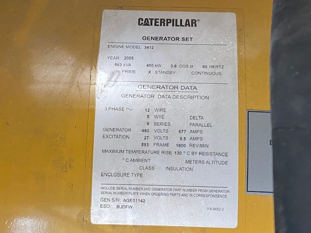 Low Hour Caterpillar G3412C 450KW  Generator Set Item-18504 10