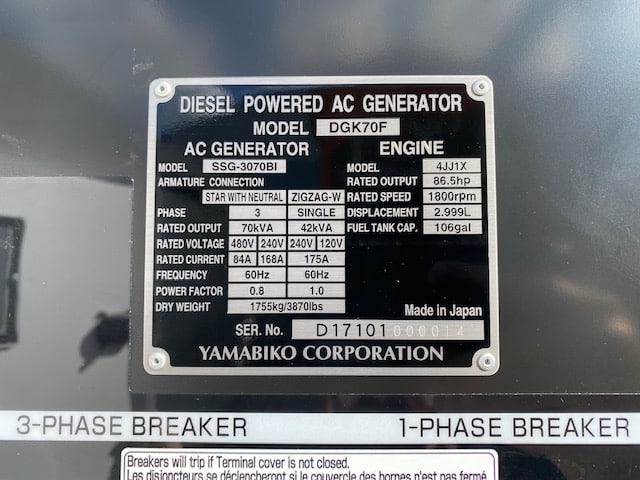 New Isuzu 4JJ1X 56KW  Generator Set Item-18630 7
