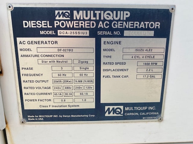 Like New Isuzu 4LE2 20KW  Generator Set Item-18728 8