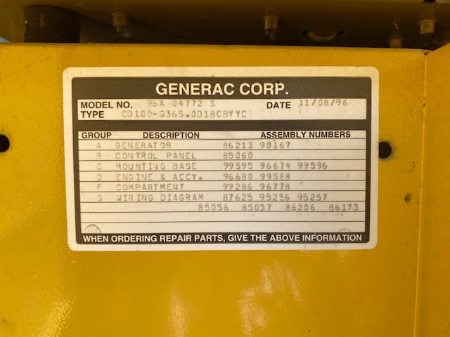 Good Used Generac 5.0L 100KW  Generator Set Item-18737 7