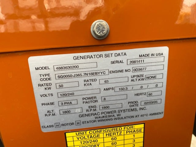Low Hour GM 5.7L 50KW  Generator Set Item-18740 9
