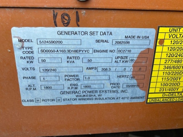 Low Hour Daewoo P034TI 50KW  Generator Set Item-18773 8
