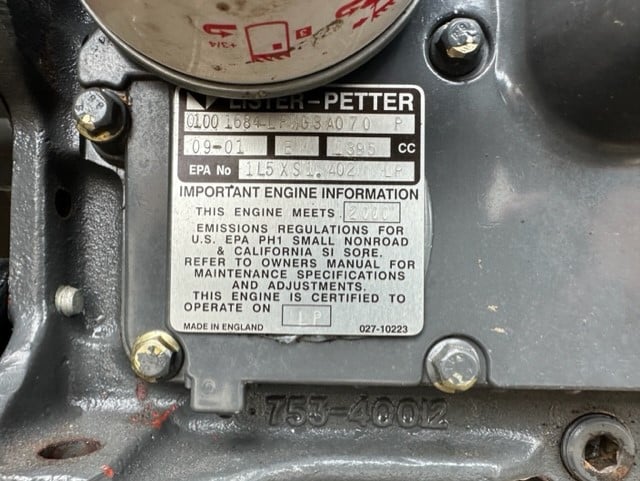 Low Hour  Lister-Petter LPWG3 12KW  Generator Set Item-18784 8