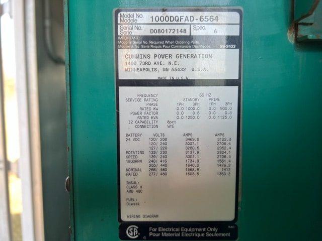 Good Used Cummins QST30-G5 1000KW  Generator Set Item-18870 10