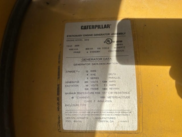 Low Hour Caterpillar 3412 800KW  Generator Set Item-18864 14