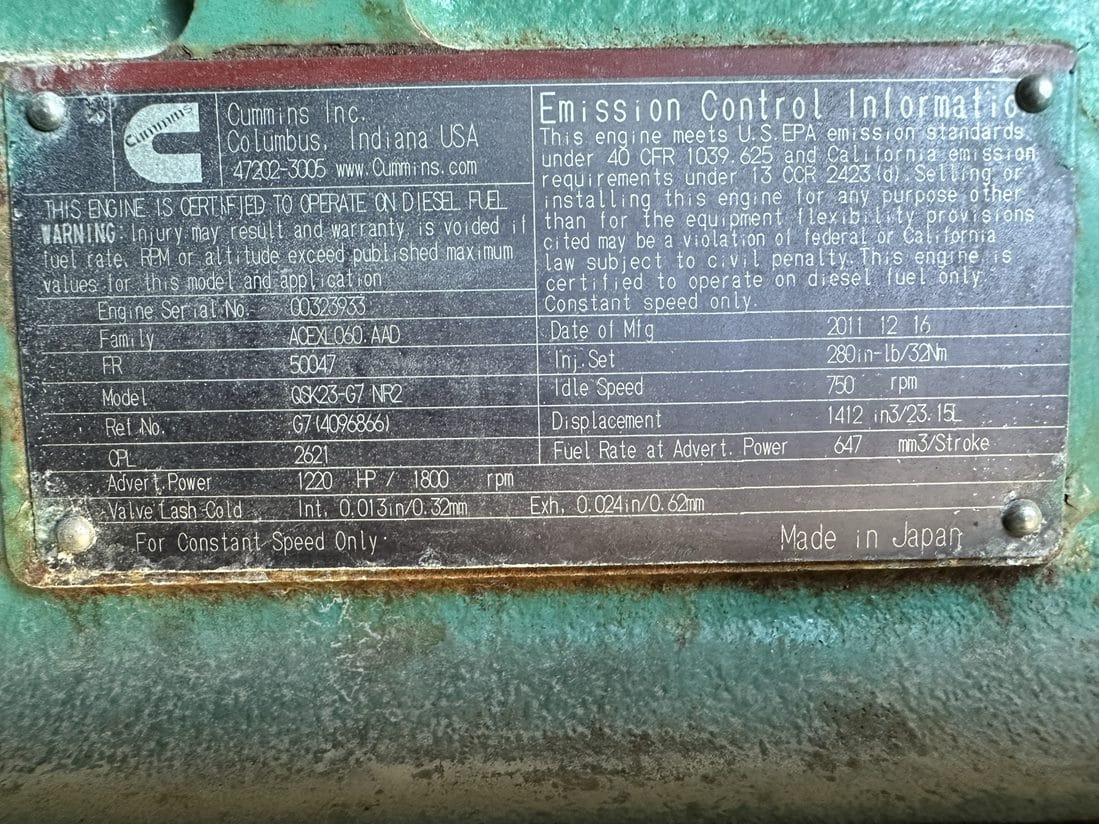 Good Used Cummins QSK23-G7 800KW  Generator Set Item-19061 10
