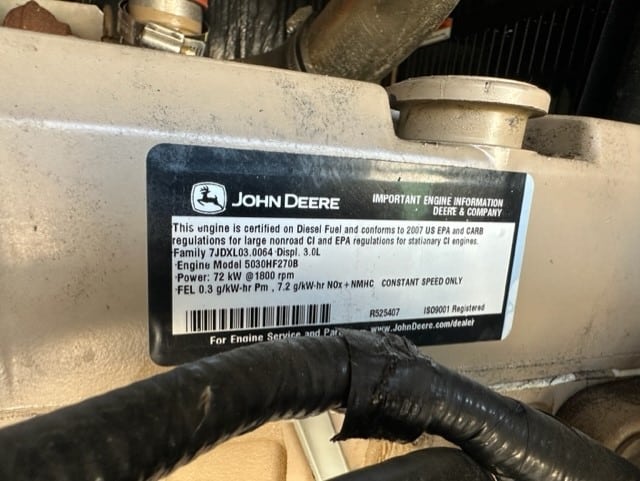 Low Hour John Deere 5030HF270 60KW  Generator Set Item-19116 10
