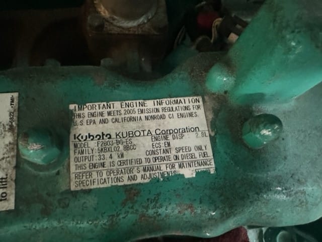 Low Hour Kubota F2803-BG-ES 25KW  Generator Set Item-19109 7