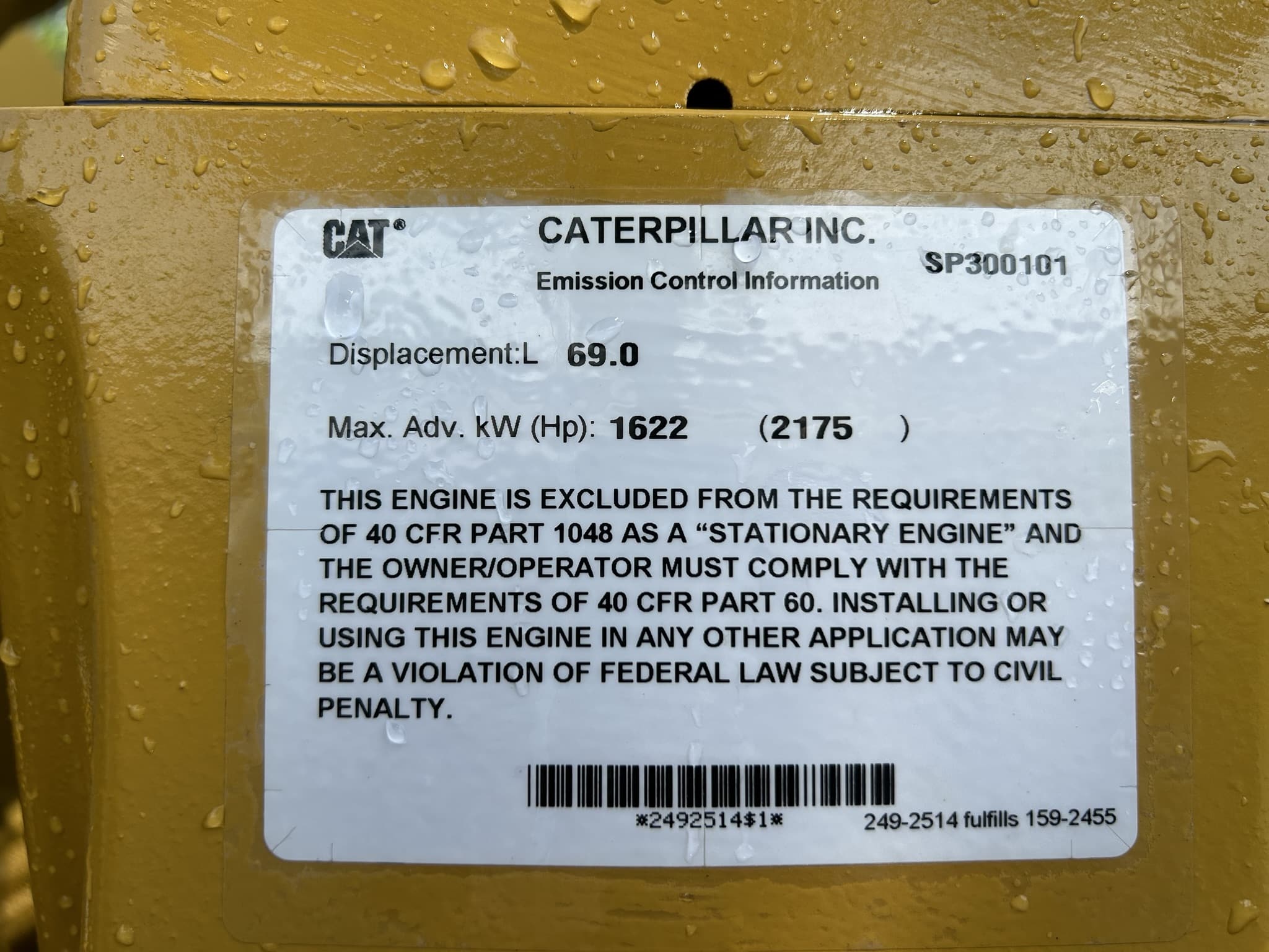 New Surplus Caterpillar G3516C 1555KW  Generator Set Item-19166 12