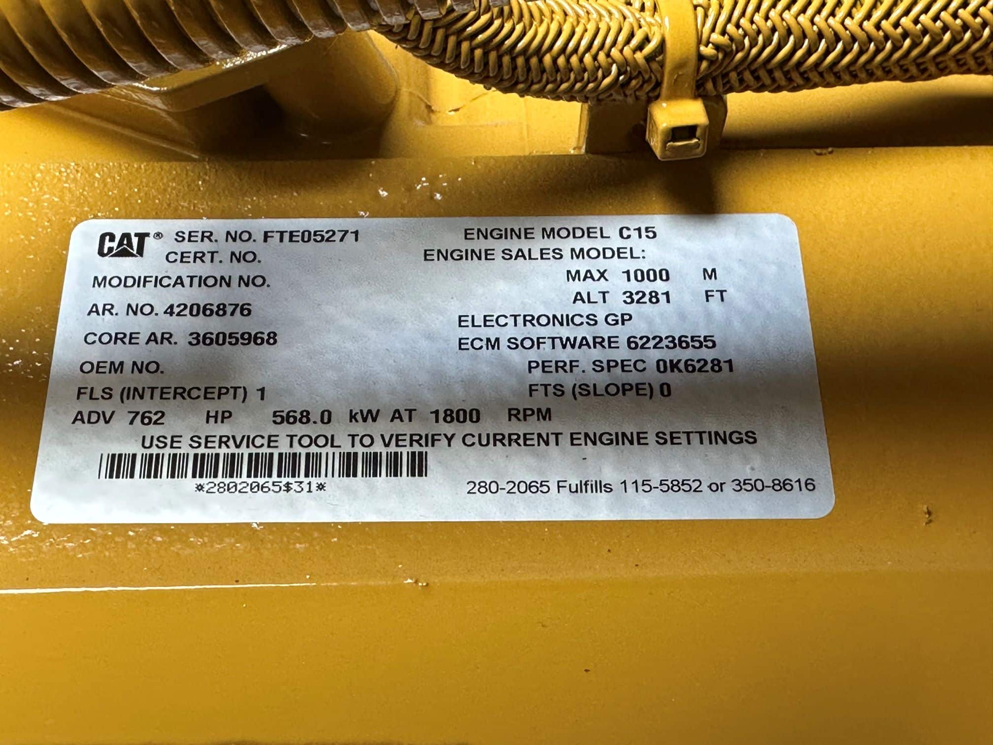 New Caterpillar C15 500KW  Generator Set Item-18976 8